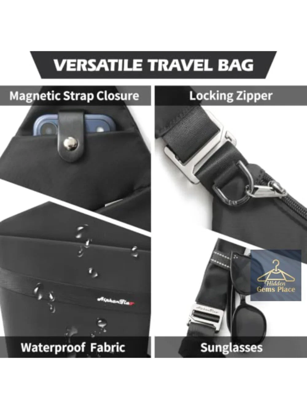 Anti-Theft Crossbody Bag - RFID Blocking Slash-Resistant Sling Bag for Travel
